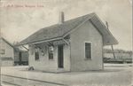 a black-and-white photograph of an old train station in Abington, Connecticut