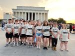 a group of students at the Lincoln Memorial