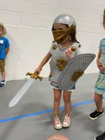 A child in plastic armor