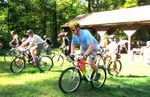 people riding bicycles